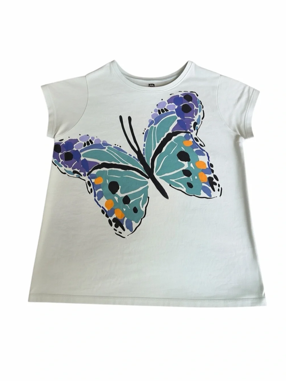 Tea Collection Girls Size 14 Mint Green Butterfly Graphic Tee 100% Cotton Peru